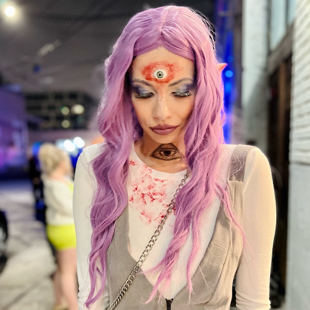 Purple long wig